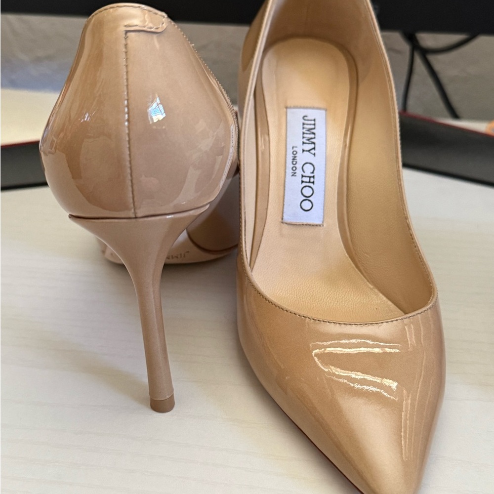 Jimmy Choo Beige Patent Leather Heels